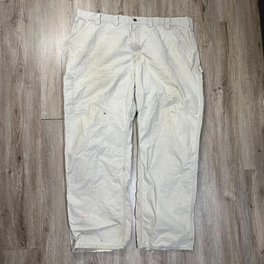 Carhartt Brown Baggy Workwear Pants Dungaree 44x32 B151 Tan Thrashed